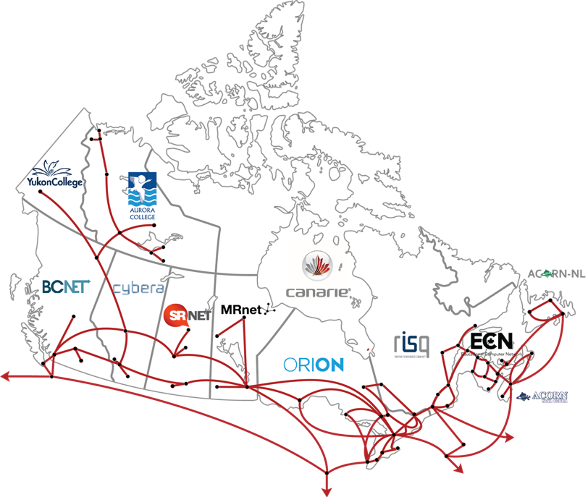 Map of Canada's national research and education network