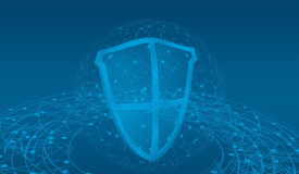 A cybersecurity shield graphic