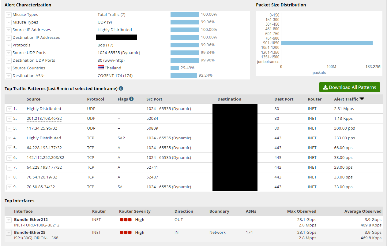A screenshot of DDoS Report