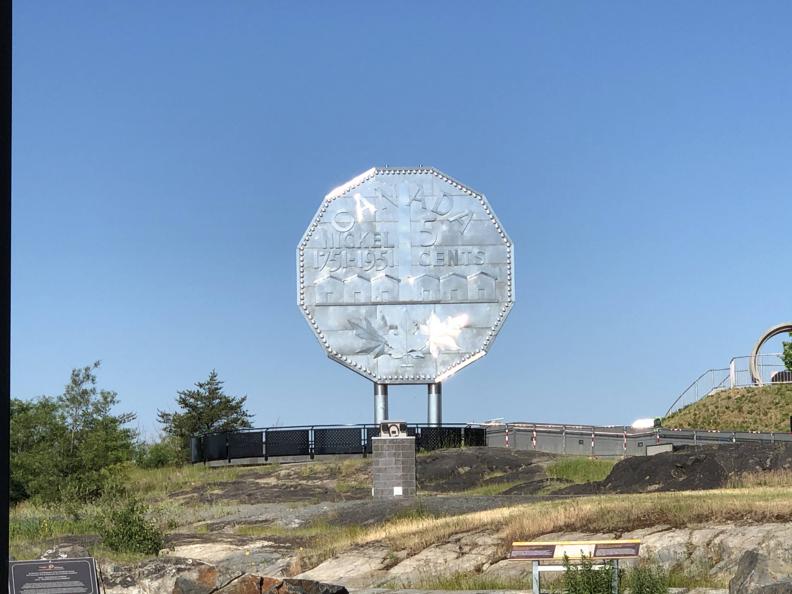 A picture of the famous giant Nickel coin in Sudbury, Ontario